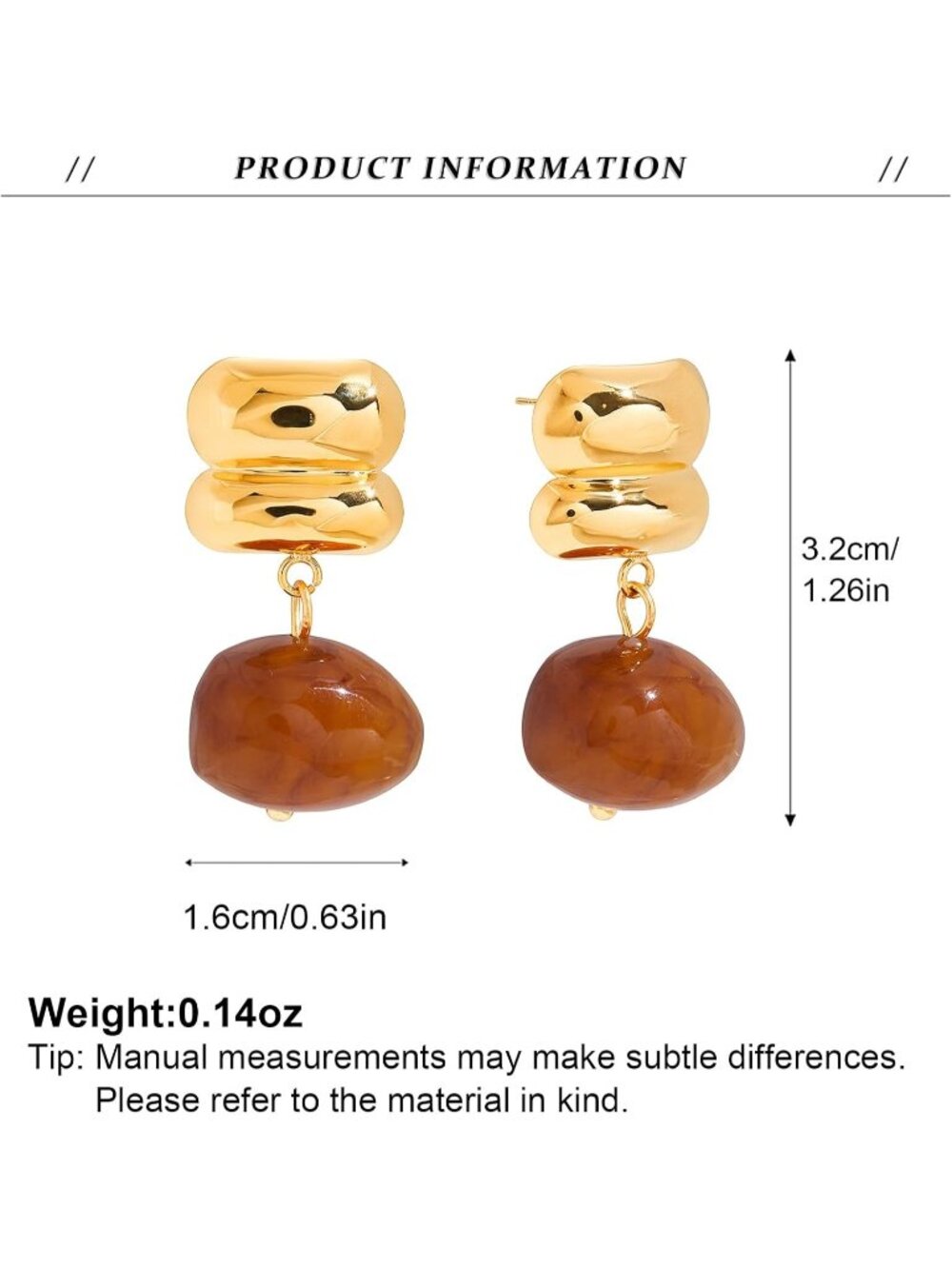 Women's Amber-C Resin Hoop Tortoiseshell Chunky Dangle Vintage Resin Earrings - Picture 6 of 7
